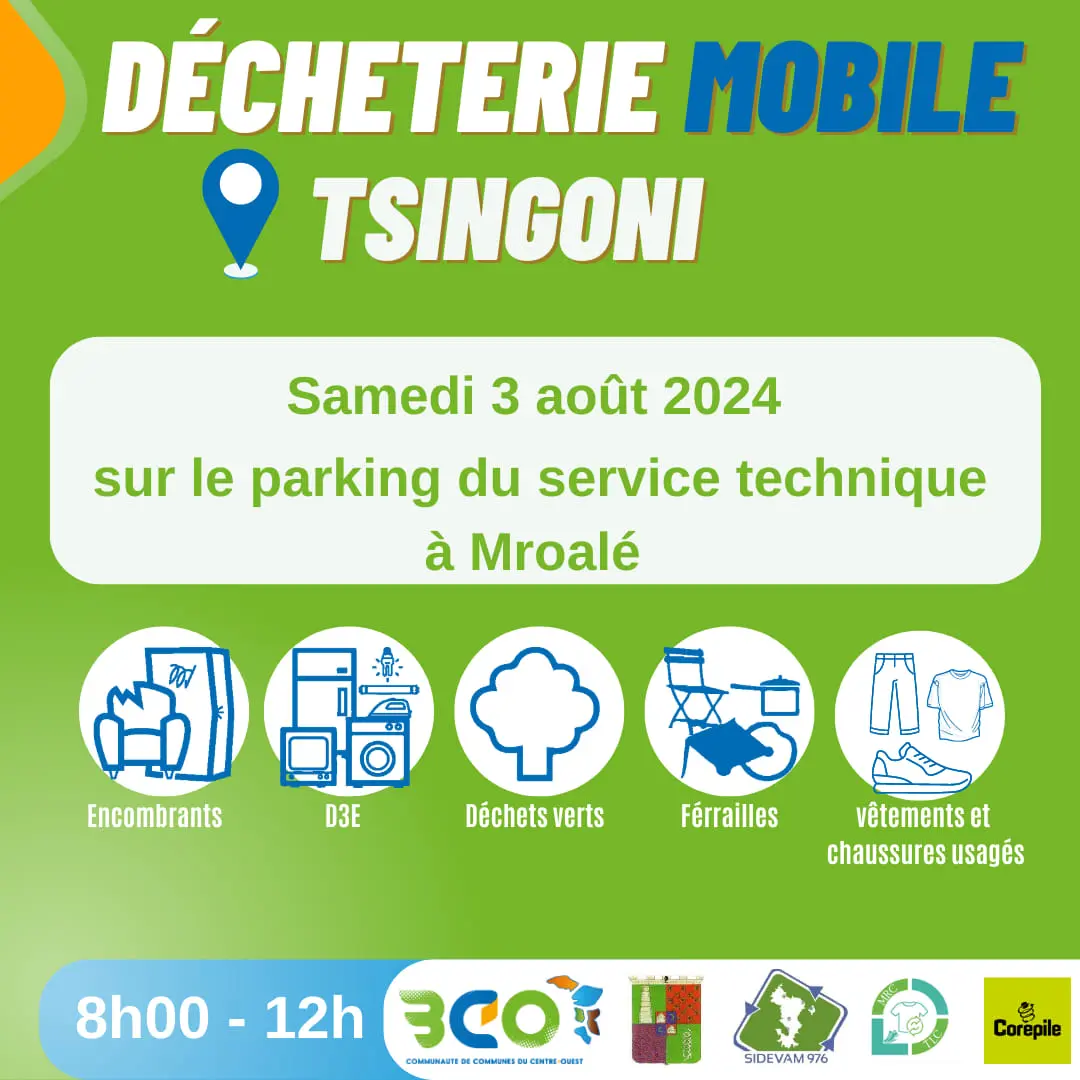 Samedi 3 août : La déchèterie mobile sera présente à Tsingoni