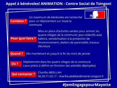 Appel à bénévole à Tsingoni | Je m'engage pour Mayotte